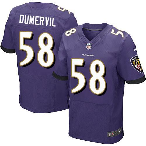 Men's Elite Elvis Dumervil Nike Jersey Purple Home - #58 NFL Baltimore Ravens